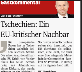 Tschechien: Ein EU-kritischer Nachbar (Gastkommentar Paul Schmidt, Kurier)