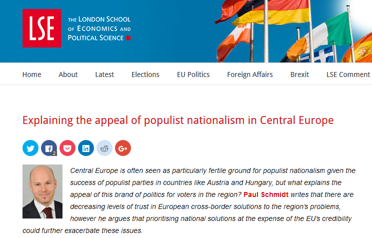 Explaining the appeal of populist nationalism in Central Europe (Paul Schmidt, EUROPP Blog, London School of Economics and Political Science)