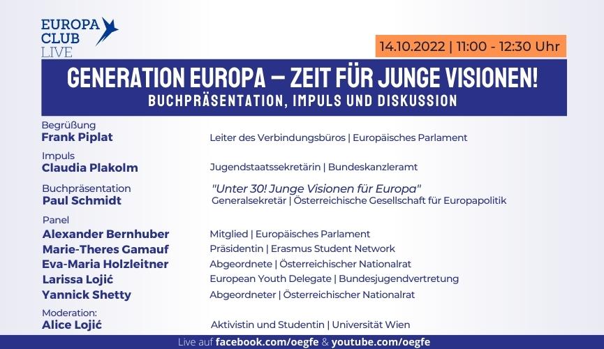 Europa Club Live: Generation Europa – Zeit für junge Visionen!